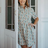Pretty Floral Print - Swing Shirt Dress