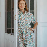 Pretty Floral Print - Swing Shirt Dress