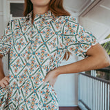 Pretty Floral Print - Swing Shirt Dress