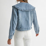 Denim Jacket Large Peter Pan Collar