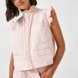 Denim Vest Pastel Pink Stripe