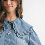 Denim Jacket Large Peter Pan Collar