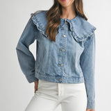 Denim Jacket Large Peter Pan Collar