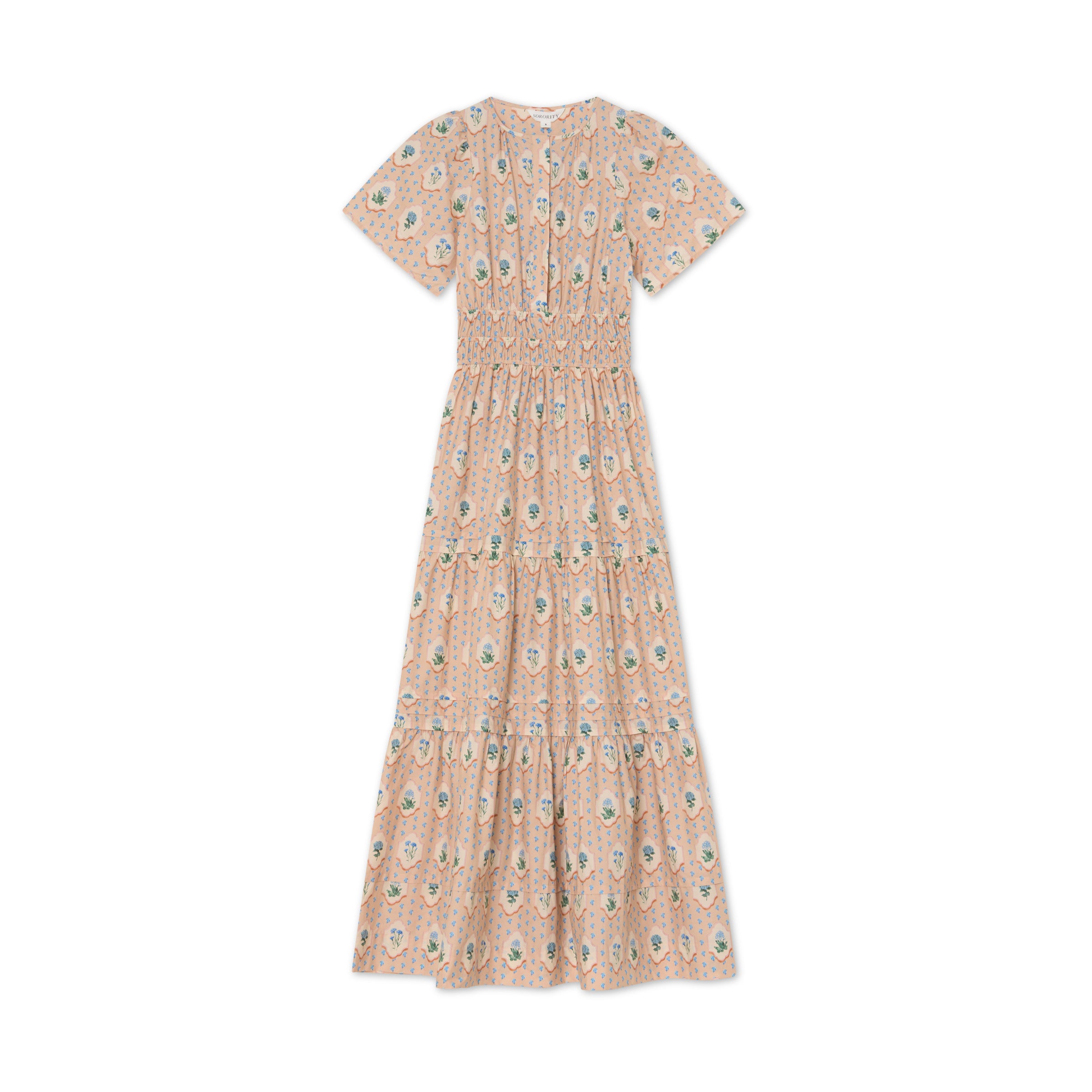 Sadie Dress, Cream Floral Cotton Maxi – styled view