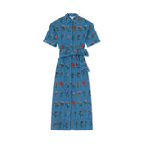 Indigo Floral Blue Collared Dress