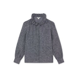 Botany Navy Linen Shirt Frill Collar