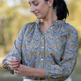 Aubrey Forest 3/4 Sleeved Cotton Blouse/Shirt by Liberty Fabrics