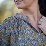 Aubrey Forest 3/4 Sleeved Cotton Blouse/Shirt by Liberty Fabrics