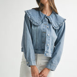 Denim Jacket Large Peter Pan Collar