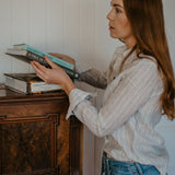 Collared Linen Navy & White Stripe