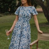 Blue Floral Maxi Dress 100% Cotton