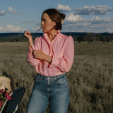 Neon Gingham Frill Collared Shirt