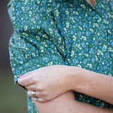 Frill Collar Long Dress with Short Cuff Sleeve