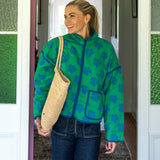 Chaqueta vaquera con estampado de leopardo y animal, cuello Peter Pan grande