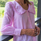 Large Collared Pink Gingham Blouse