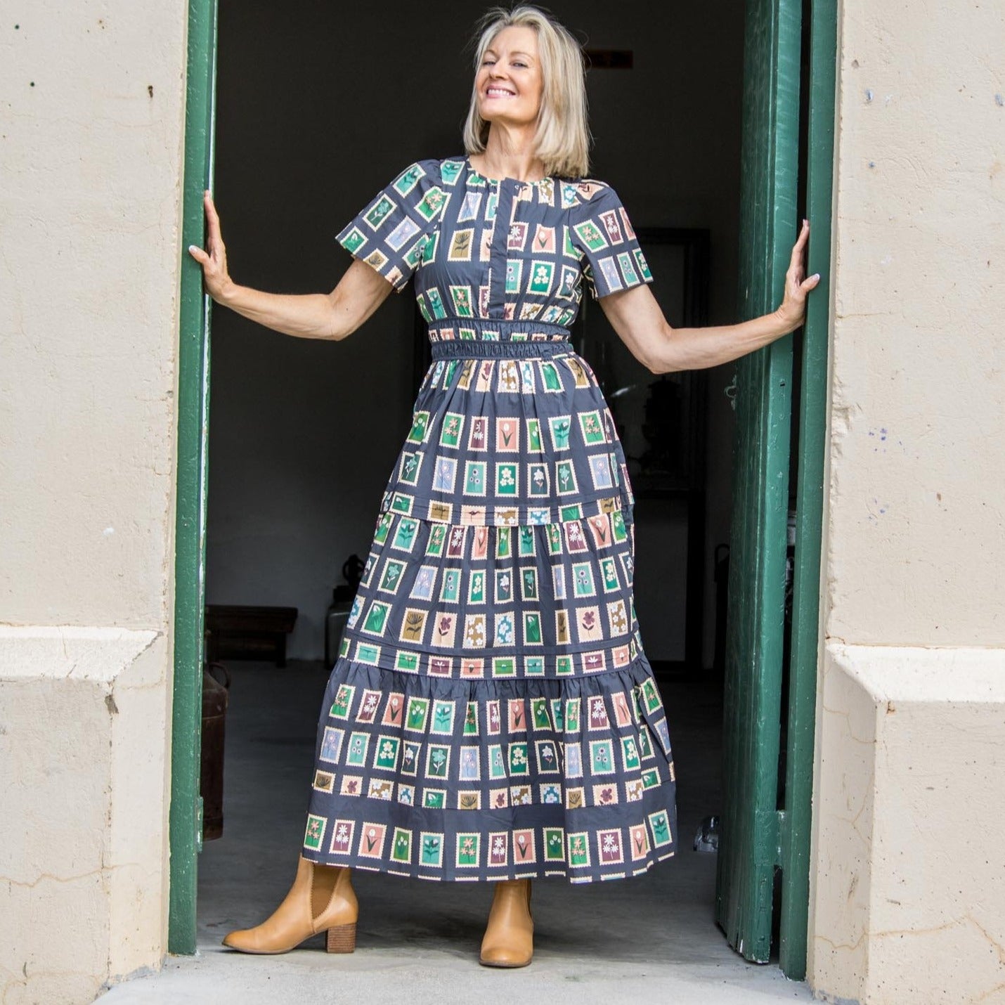 Sicily Dress, Cotton Maxi – side view