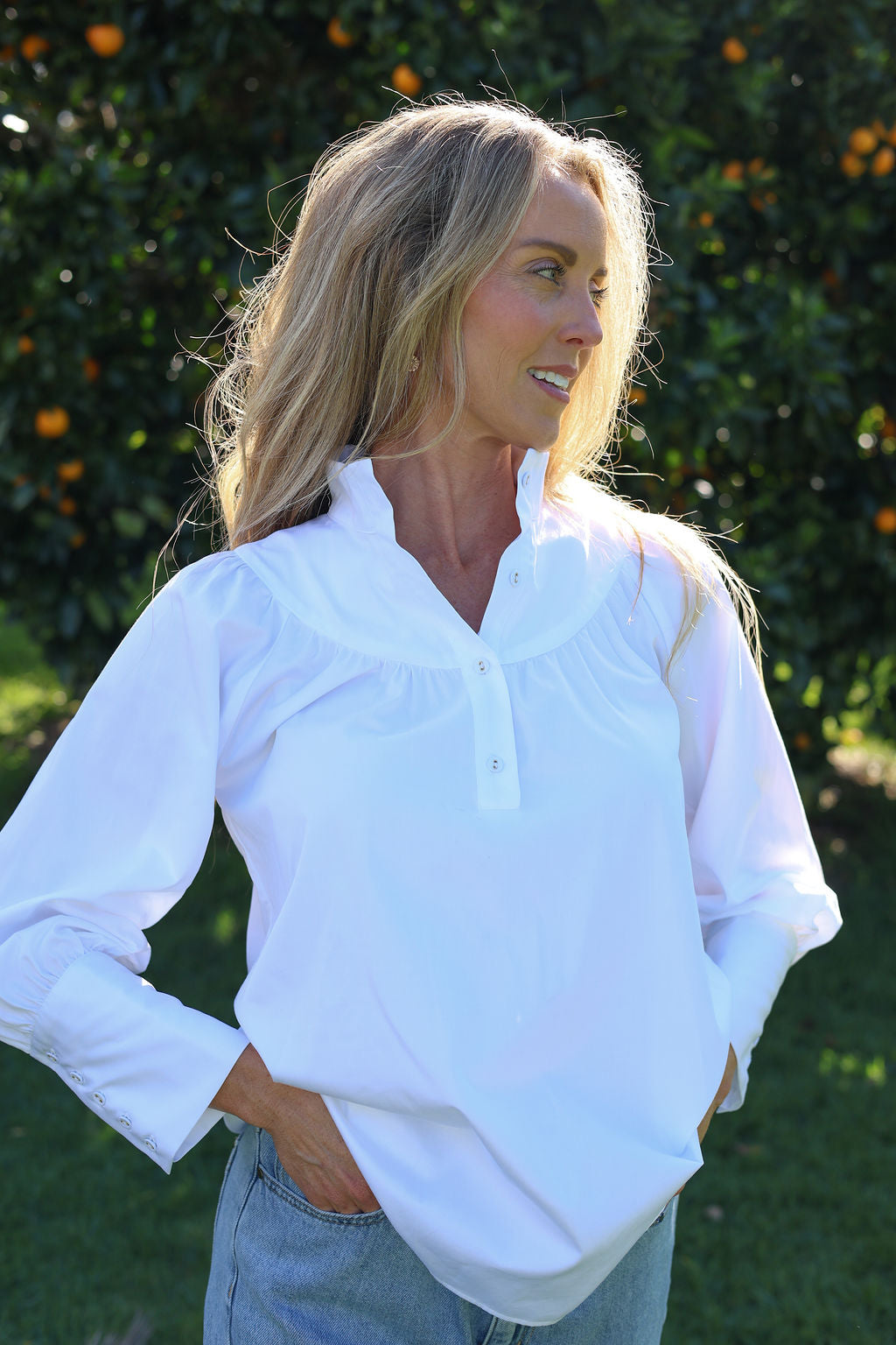 Iris cotton blouse, front view