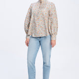 Adelaide Floral White Lace Trim Cotton Blouse