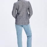 Botany Navy Linen Shirt Frill Collar