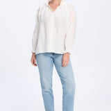 Willow White Linen Frill Shirt
