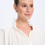 Willow White Linen Frill Shirt