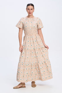 Sadie cream floral cotton maxi dress