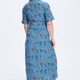 Indigo Floral Blue Collared Dress