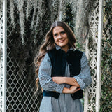 Navy Corduroy Vest with Scallop detail