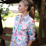 Collared Pink floral dress with Tana Lawn Liberty Cotton Fabric with collar and tiered style