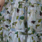 forever floral cotton maxi dress up close image of skirt tier detailing