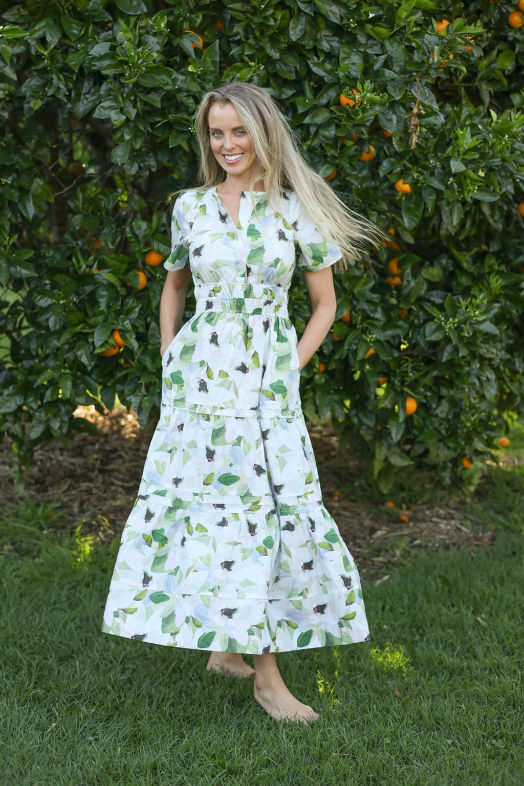 forever floral cotton maxi dress full length front view 