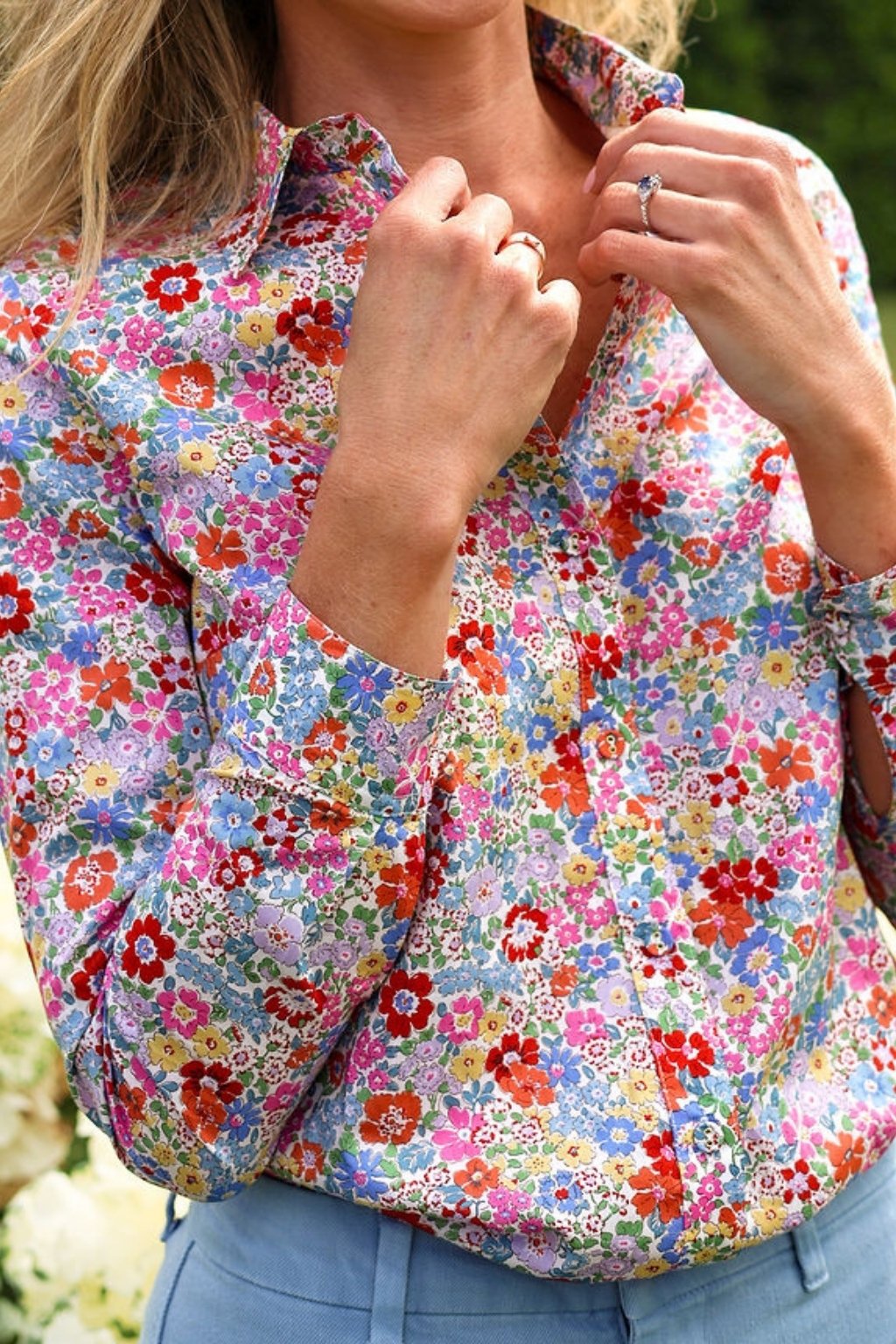 Maeve cotton shirt in Morley Hill Liberty print, front up close detail