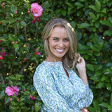 model wearing Valerie cotton shirt in Vigers Vine Liberty print, right three quarter view
