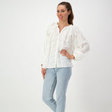 White Embroidered Cotton Blouse/Shirt