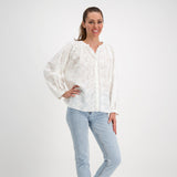 White Embroidered Cotton Blouse/Shirt